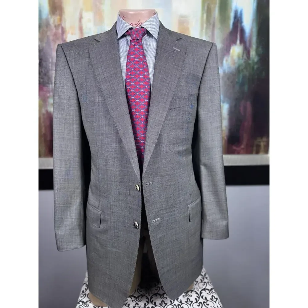 $4995 Zegna 15milmil15 Su Misura Gray Nailshead Blazer IT 56L Fits US 44L Roma